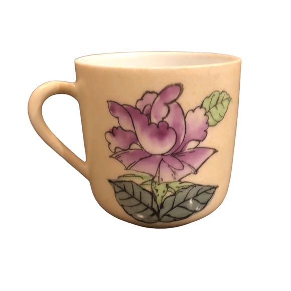 Vintage Porcelain Floral Demitasse Tea Cup Saucer Hand Painted Peony Hong Kong - Picture 5 of 14